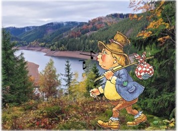Wanderer an Talsperre