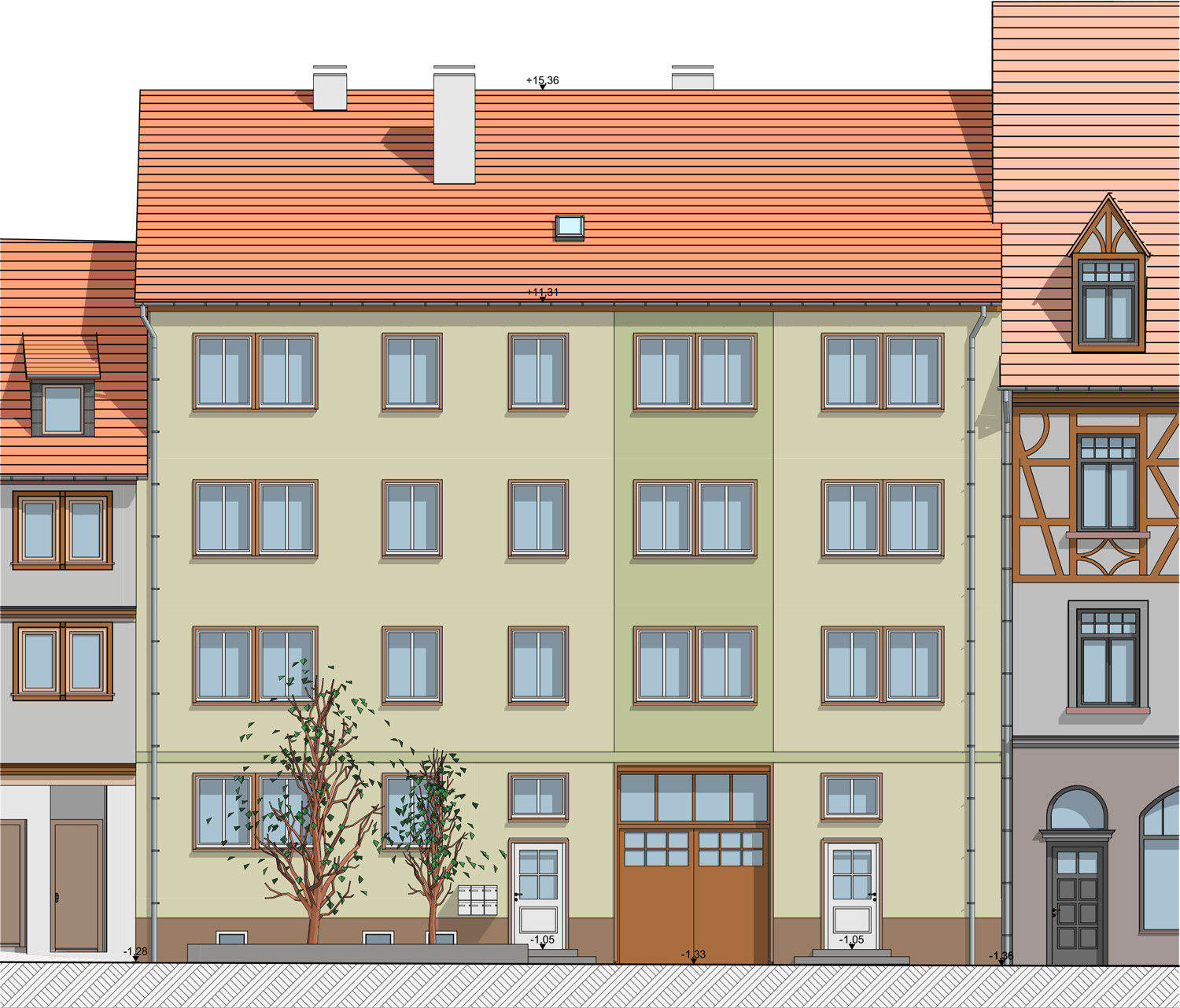 Außenansicht des Wohnhauses Salzengasse 5, Ansicht von Norden (Straßenseite)