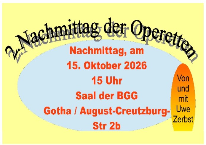 Ankündigung 2. Nachmittag der Operetten